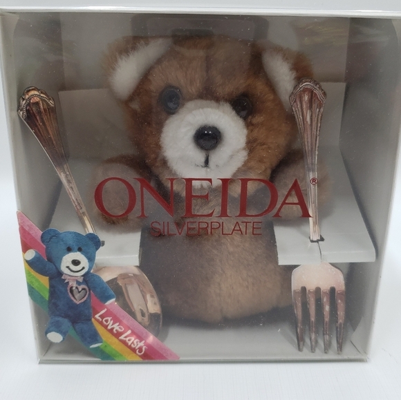 Oneida Community Silver Plate Baby Bear with Spoon and Fork in Box - Picture 2 of 11